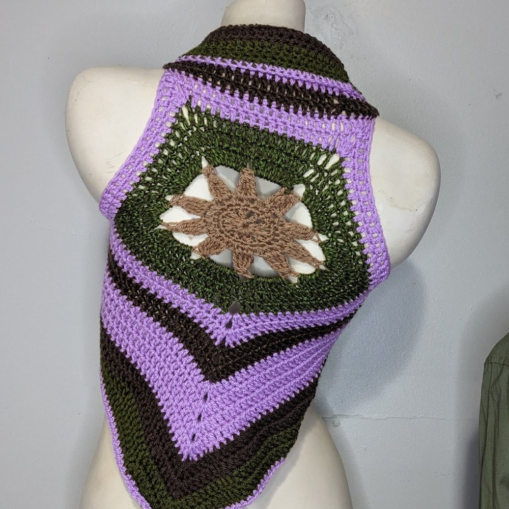 Hand Crafted Purple and Green Crochet Vest